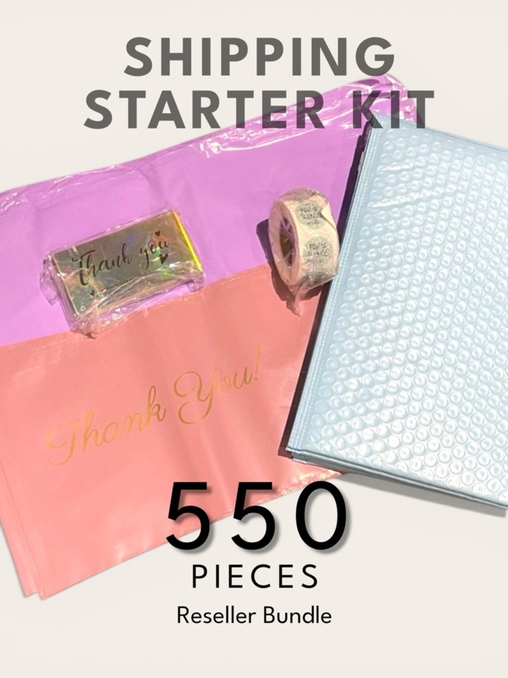 Reseller Shipping Bundle 550 pcs Polymailers Stickers Bags Pink Small Business